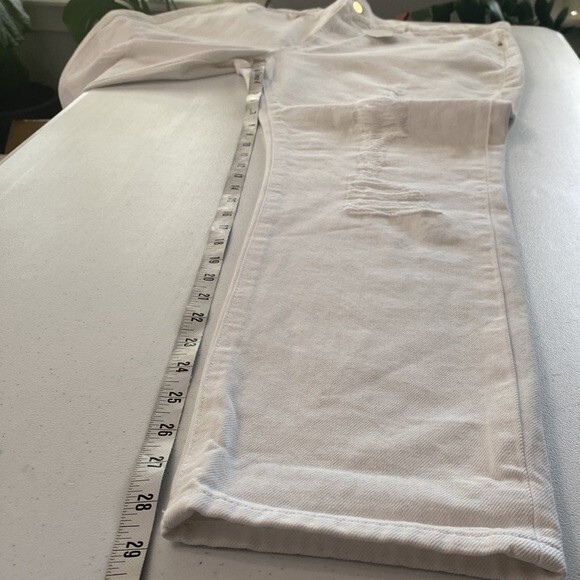 Frame Le Garcon Straight Leg High Rise Distressed Jeans Rigid Destroyed Holes - Picture 14 of 16